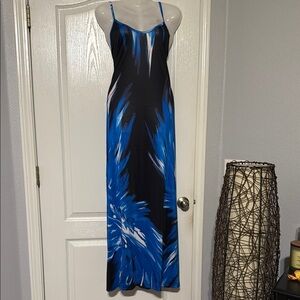 XXL Elegant Blue and Black Maxi Dress NWOT
